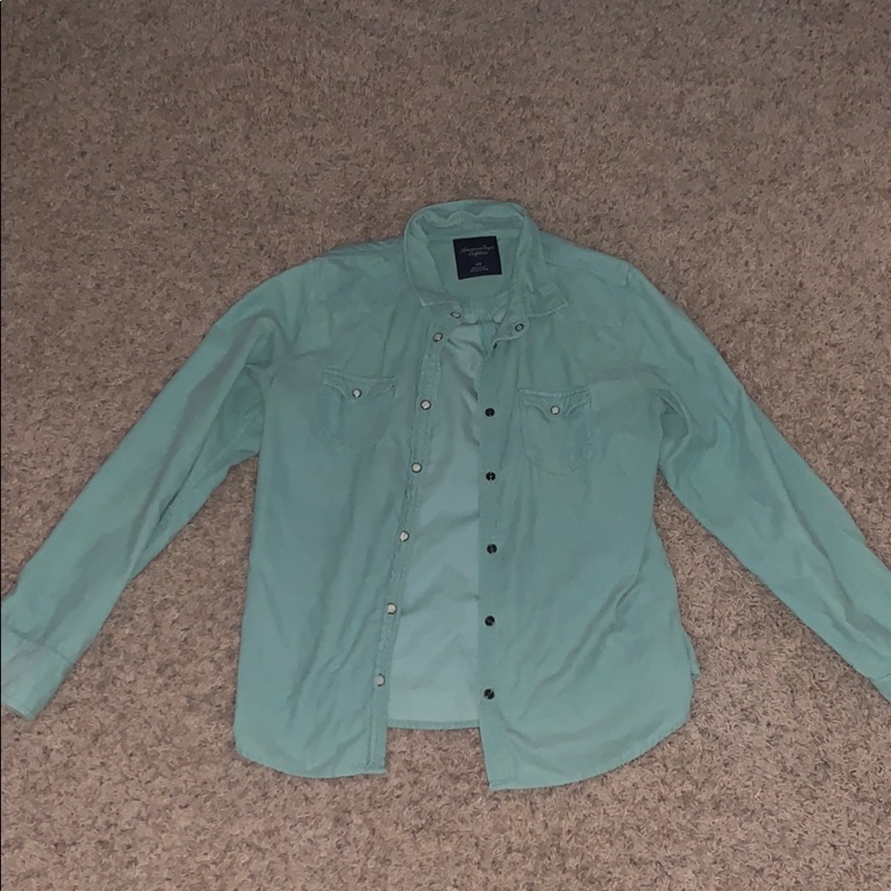 corduroy sea foam ae button up